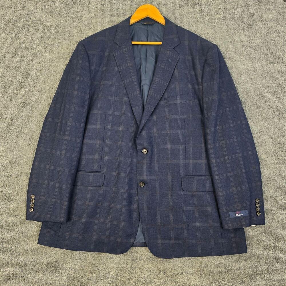 Brooks Brothers Blazer Men 50L Blue Plaid Wool 1818 Madison Sport Coat Office